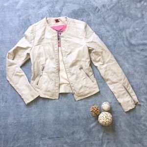 Nude colored leather jacket